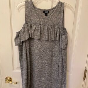 Gray XS ANA Cold Shoulder Ruffle Sweater Dress NWT